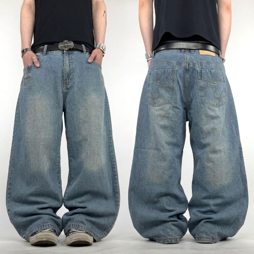 Vintage y2k mud wash grunge archive rare skater baggy wide leg jeans